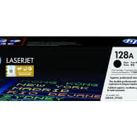 HP 128A black toner cartridge, genuine HP replacement for laser printers, delivering consistent high-quality prints and sharp text.