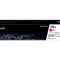 Genuine HP 119A magenta toner cartridge for HP printers, ensures bright and consistent magenta color printing